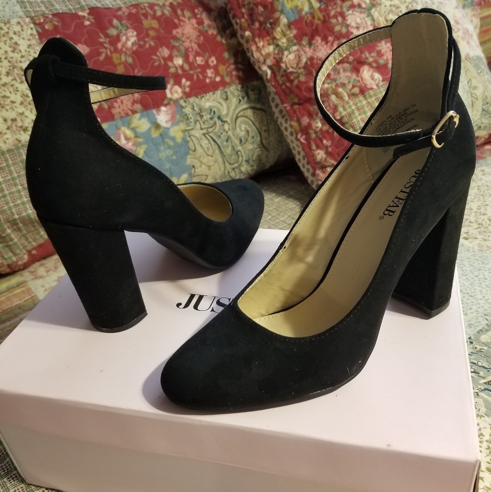 JustFab black suede heels